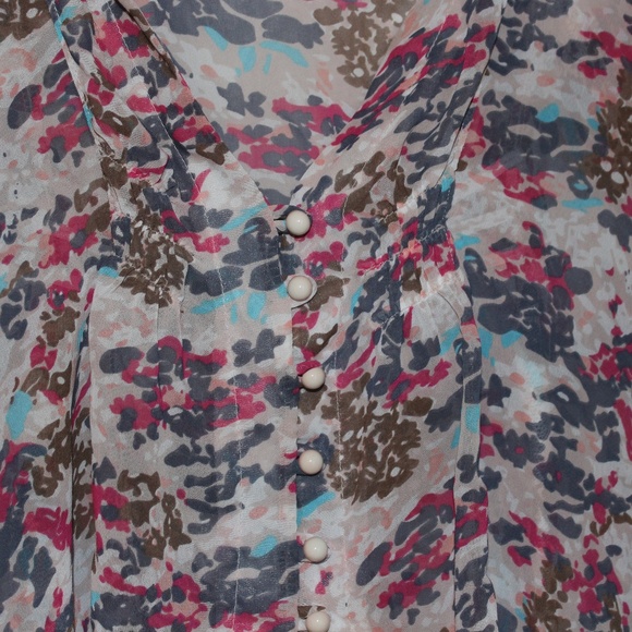 Love Soup Sheer Floral Button Front Blouse - Picture 2 of 8